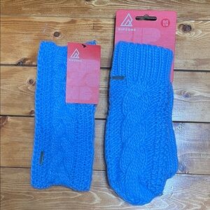 Ripzone Blue Knit Mittens and headband
